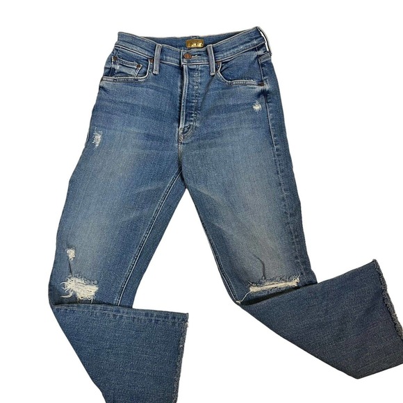 Mother Denim Tripper Ankle Fray Flare Jeans in Play Like A Pirate Size 25 - Picture 3 of 9